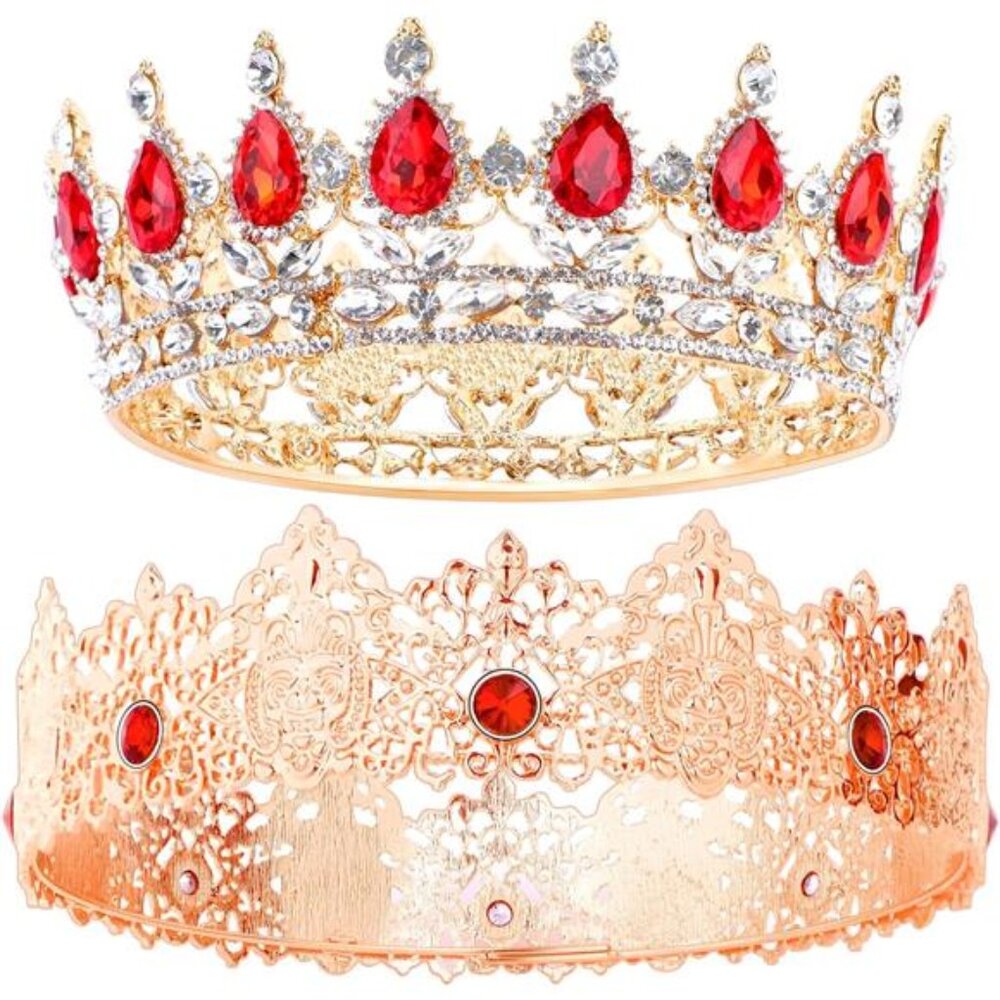 2 Pieces Antique Royal King Crown for Men Baroque Queen Crown for Wedding